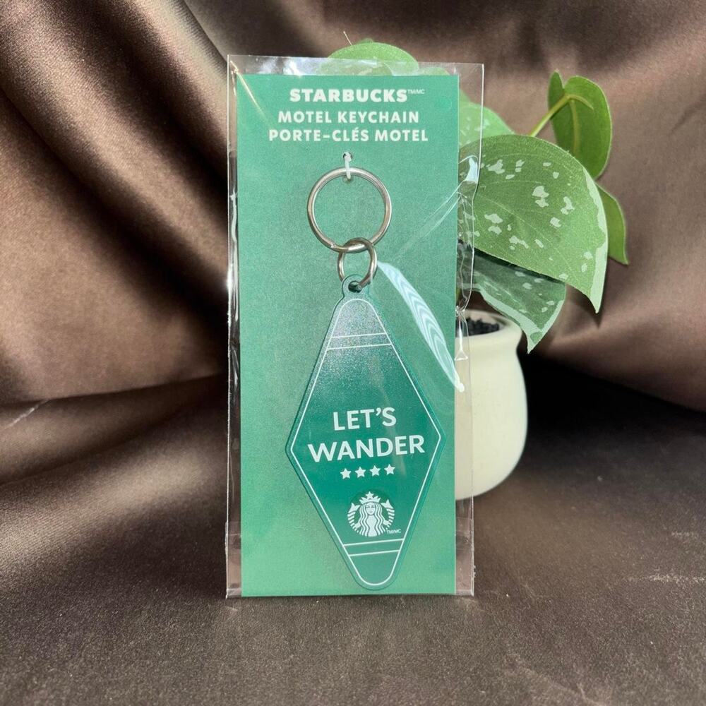 Starbucks Let's Wander Motel Keychain featuring the Starbucks logo
